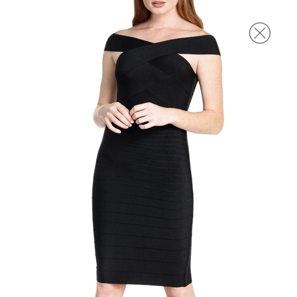 Dress The Population Maia Bateau Neck Body-Con Black Dress Size XS - Picture 2 of 11